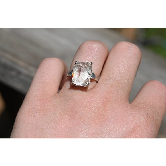 Avello Jewelry - Raw Sapphire Engagement Ring Unique Sterling Silver Promise Ring